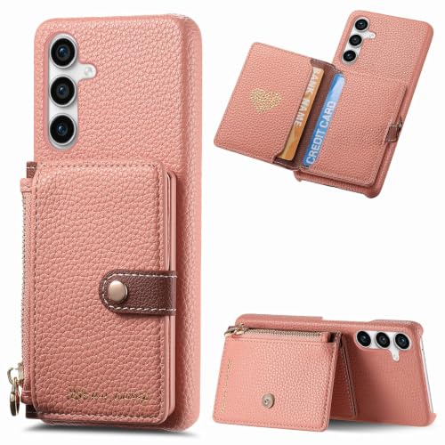Étui Samsung A34 rose antichoc : housse portefeuille en cuir et coque silicone souple