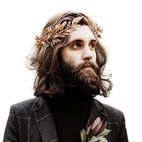 MOSTORY Golden Greek Laurel Crown - God Elf Leaf Headpiece Royal Kings Headband Elven Circlet for for Adult Queen Renaissance Halloween Cosplay Outfit