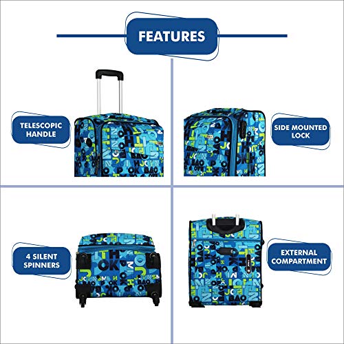 Image of Timus Indigo Spinner Blue 4 Wheel Trolley Suitcase Set of 2 20 inch & 24 inch /55cm & 65cm Expandable Cabin Luggage /Check-in Expandable Luggage Bags with inbuilt Combination Lock /Best Waterproof Bag