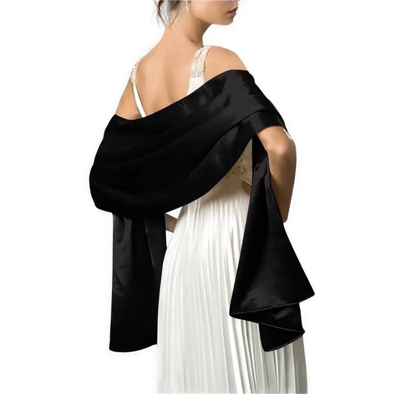 Chal de Boda Hermosa mujer chal abrigo 200 * 45 CM largo fiesta de boda blanco