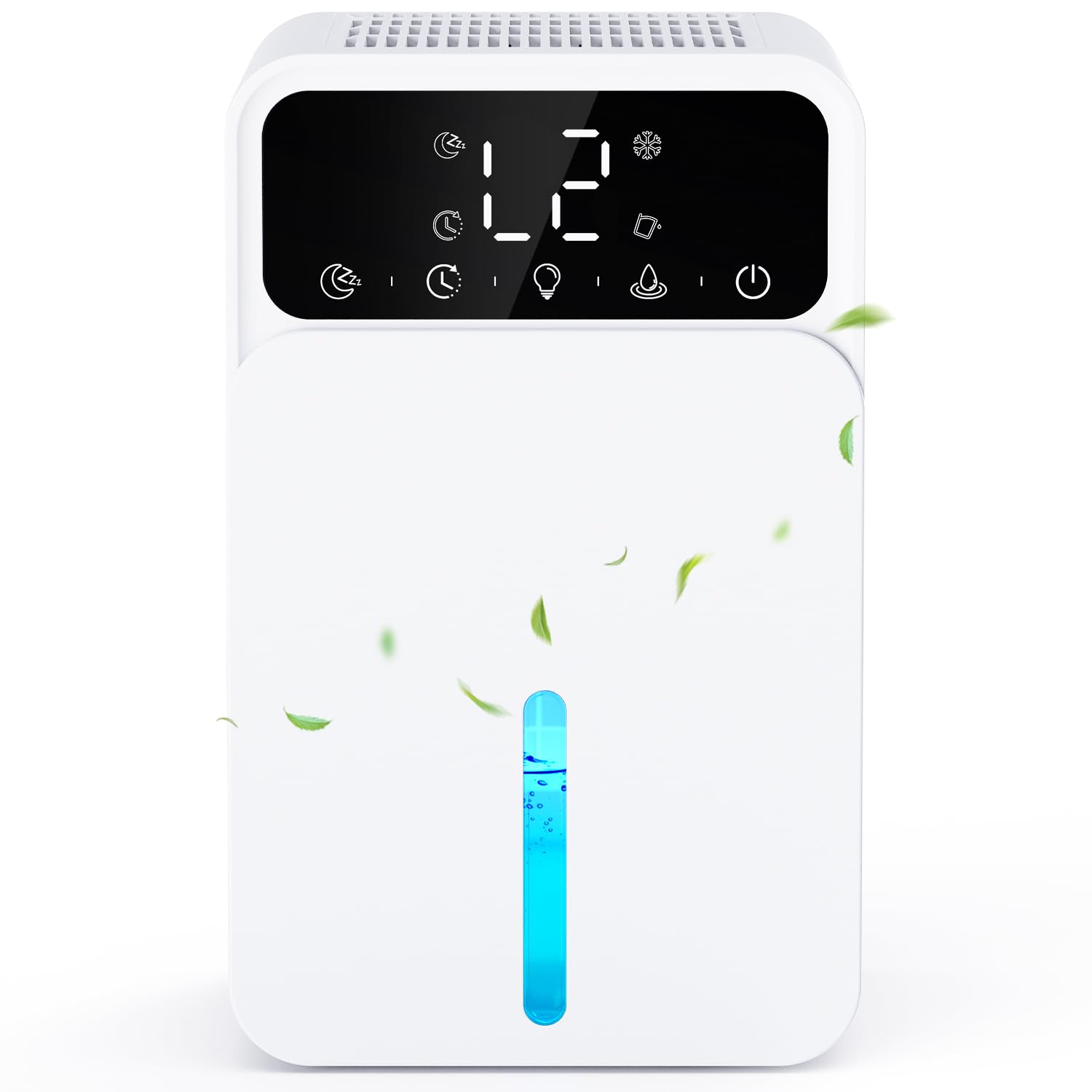 Déshumidificateur d’air électrique 1500mL – avec minuterie, dégivrage auto, arrêt auto, silencieux, 7 lumières LED – pour salle de bain, armoire, chambre à coucher