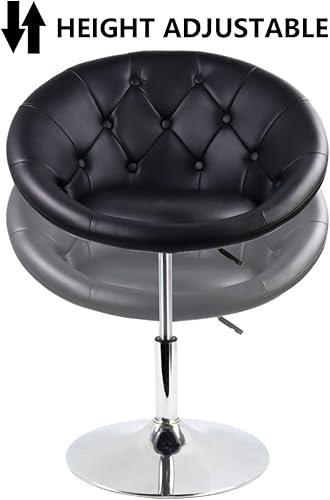 Miniatura 7 de FURWOO Taburete ajustable de poliuretano negro con lindo respaldo redondo para el hogar, tienda, manicura, sala de maquillaje, salón, spa Negro