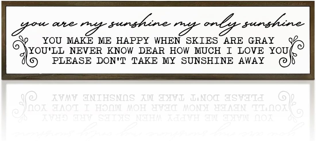 Inspirational Decor Sign, You are My Sunshine My Only Sunshine Sign, Lyrics Wood Signs, Bedroom Decoration for Wall Shelf, Kids Bedroom Decors, Decorative Wooden Wall Plaque 17.8x4x1.18 inches