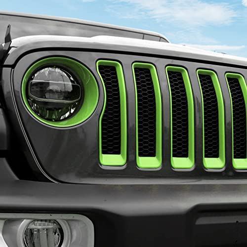 Image of CheroCar for JL Mesh Grille Grill Insert & Headlight Turn Light Cover Trim Exterior Accessories for Jeep Wrangler JL JLU 2018-2026 & Gladiator JT 2020-2026