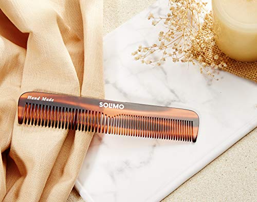 Image of Amazon Brand - Solimo Handmade Turtle Shell Brown Long and Easy-Grip Fine-Tooth Comb, 17 cm x 3 cm