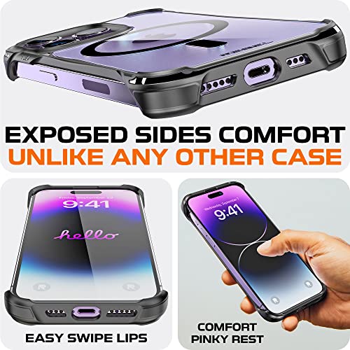 Phone Rebel Iphone 14 Pro Max Case [Crystal Flex Series] Exposed Sides For Comfort, Strong Magsafe Compatible, Transparent, Protective Shockproof, Upgraded Frameless Cover 6.7 Inch 2023 (Crystal Flex) #TOP2