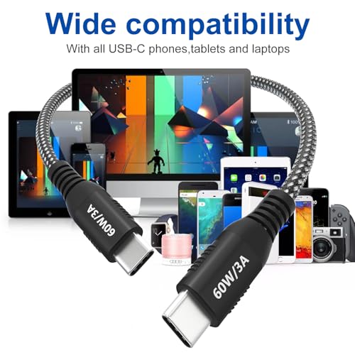 Image of USB C to USB C Cable 20ft, Super Long 60W Type C to C Charging Cord Braided USB 2.0 Data Transfer Long USB C Cable Compatible with iPhone 15 /16, Samsung Galaxy, Pixel, Pad Pro /Air, MacBook Pro /Air