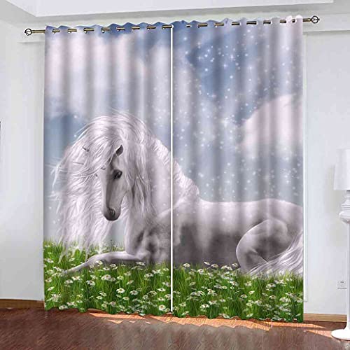 Rideaux occultants 3D cheval blanc isolant phonique chambre bébé