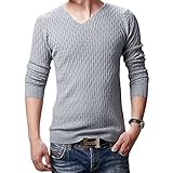 [ワイエフ] Vネックニット セーター トップス オフィス カジュアル シンプル 薄手 長袖 メンズ 春 秋冬 タートルネックニット ケーブル編み 暖かい かっこいい 無地 ニット タートルネック 編み あたたかい 韓国ファッション 韓国風 おしゃれ お洒落 あったかい ケーブルニット きれいめ 服装 普段着 ファッション 韓国 服 秋服 シンプルニット 秋 あき 冬 防寒 灰色 グレー XL