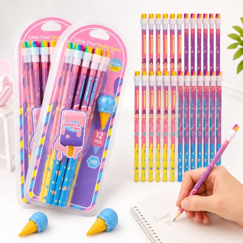 Image of Zest 4 Toyz Graphite Pencil Set of 2-24 PCS Premium Wood Graphite Pencils with 2 Ice-Cone Shaped Erasers - Easy to Sharpen Pencils Suitable for School Kids Art Drawing