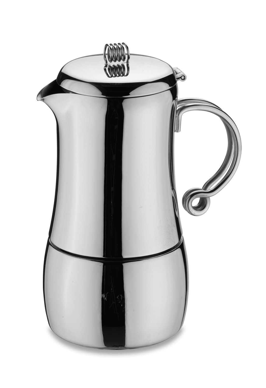 Café Stal Elements Stylish 18/10 Stainless Steel Espresso Coffee Maker with Wire Touch Handles, Satin Finish, 4-Cup