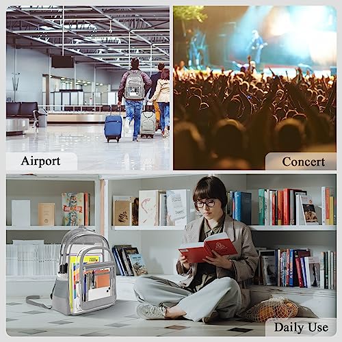 Image of KIMNERPU Clear Backpack, Heavy Duty PVC Transparent Backpack with Reinforced Straps, See Through Multiple Pockets Large Capacity Bookbag for Concert Sport Event Work Security Travel Festival (Grey)
