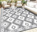 HEBE Outdoor Rug for Patios Clearance 6'x9' Waterproof Reversible Patio Mat Plastic Outside Camping RV Rug Geometric Area Rugs Carpet for RV,Patio,Deck,Balcony,Camper,Porch,Tent