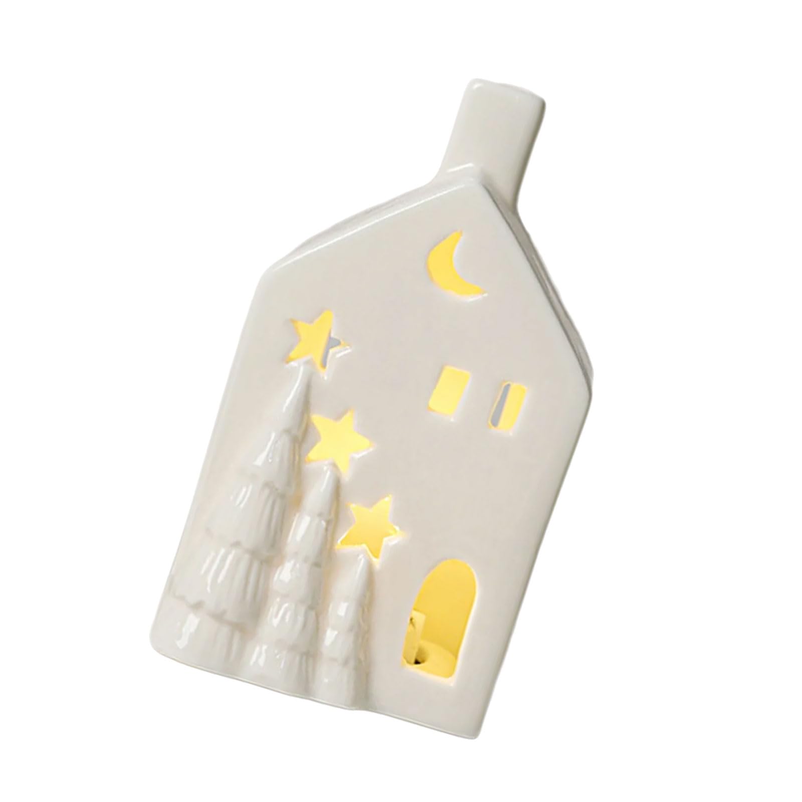Msioytog White Ceramic Christmas Cottage Led Brightened Decoration Warm Holiday Mood For Indoor Home Otherwise Warm Christmas Village Display