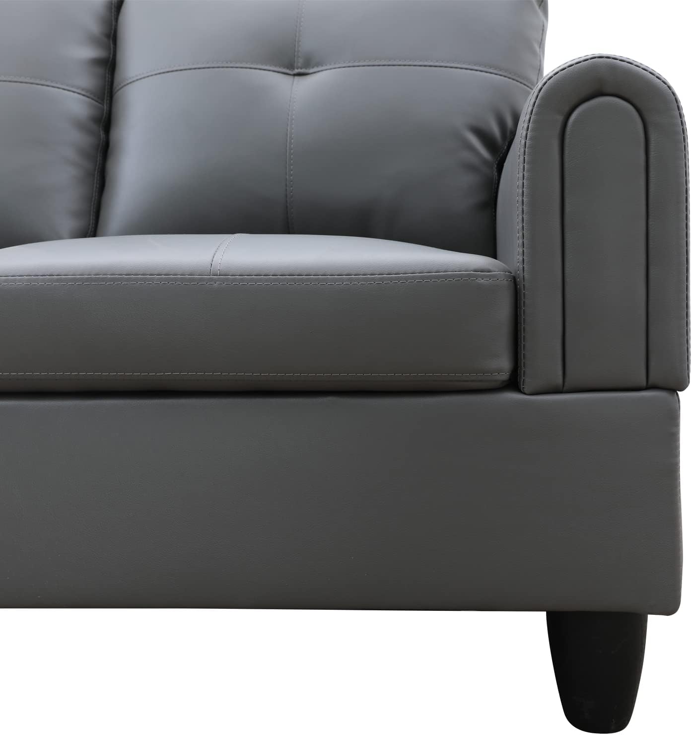 3 Piece Sectional Sofa Set, 97" L-Shape Couch with Chaise and Ottoman Morden Couches for Living Room(Right Chaise,Dark Grey)