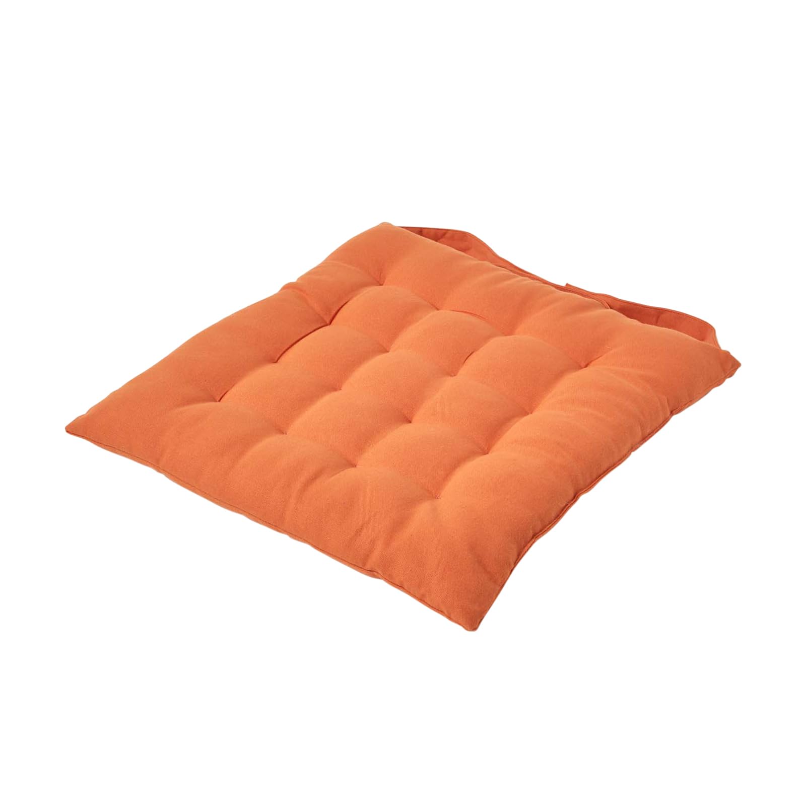 Homescapes Orange Luxury 100% Cotton Seat Pad With Button Straps, 40 X 40 Cm, Burnt Oeko-Tex Certified, For Dining & Garden, Plain