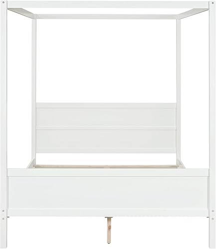 Miniatura 15 de Harper & Bright Designs Cama con dosel de tamaño Queen con cabecera y soporte de listones, cama de plataforma con tapicería de lino con marco de