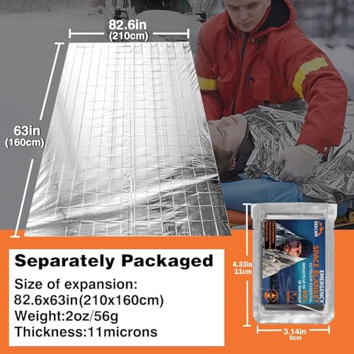 Deecam Rettungsdecke Silber 210x160cm 6 Stück - Auto, Erste Hilfe, Camping, Survival Kit - Alu Thermo Wärmedecke Verbandskasten (6er-Pack) – Bild 5
