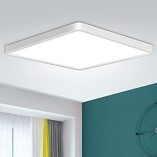 LED Ceiling Light Fixture Flush Mount, 12 Inch 24W, Daylight White 5000K Ceiling Lights, 3200LM Bright Square LED Ceiling Light, Flat Slim Lighting Fixture for Bedroom Stairwell Hallway Kitchen