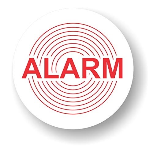 Decooo.be ALARM 45MM ROUND STICKER - OUTDOOR USE (UV & RAIN RESISTANT) - 10, White