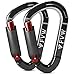 Karabiner Klettern Kletterausrüstung,2 Stück UIAA-Zertifiziert 25KN Auto Locking Kletterkarabiner Clips für Hängematten, Schaukel, Locking Hundeleine und Geschirr, Camping, Wandern & Utility (Schwarz)