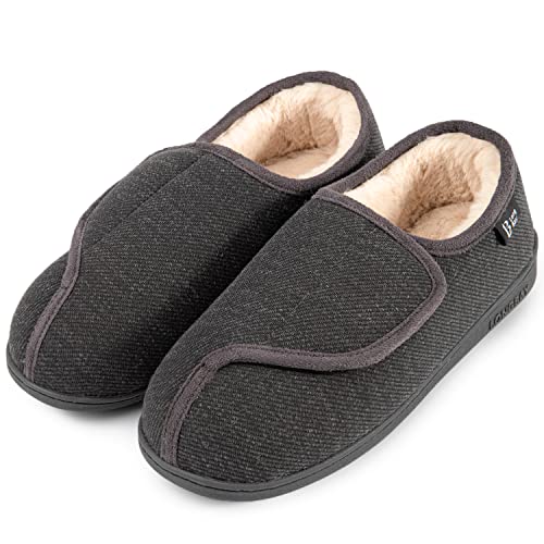 LongBay Womens Adjustable Slippers Memory Foam Cozy Wide Diabetic House Shoes Edema Orthopedic Neuropathy Indoor Outdoor