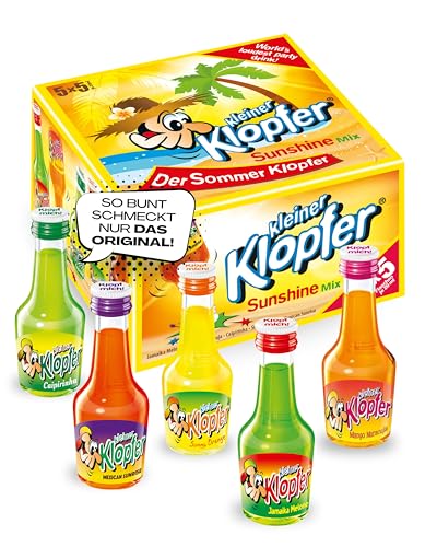 Kleiner Klopfer Sunshine Mix I 25 Mini Liköre à 20 ml I 5 beliebte Sorten Jamaika Melone Mango Maracuja Caipirinha Sunny Orange & Mexican Sunrise I 17 % Vol. I Likör-Mix für Geburtstag & Karneval