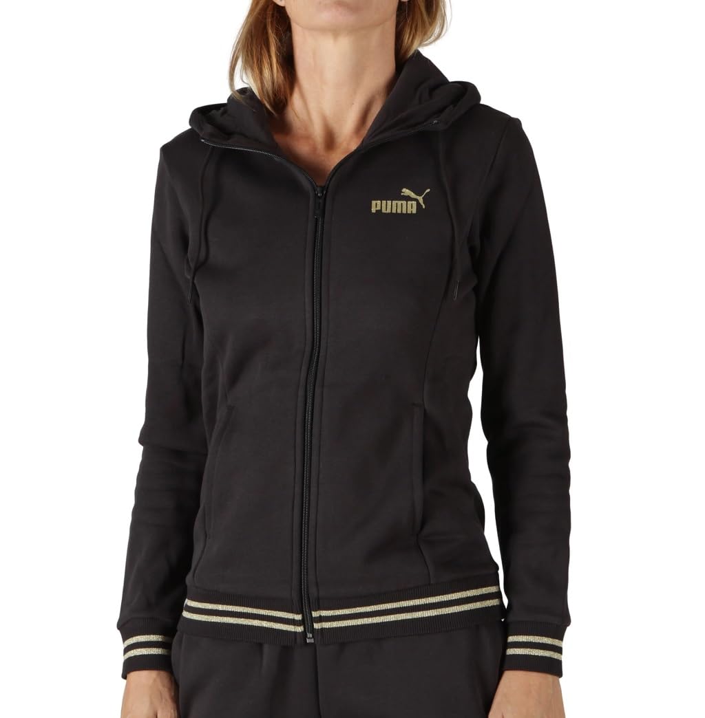 PUMA Chándal para mujer con capucha Essential Glitter negro