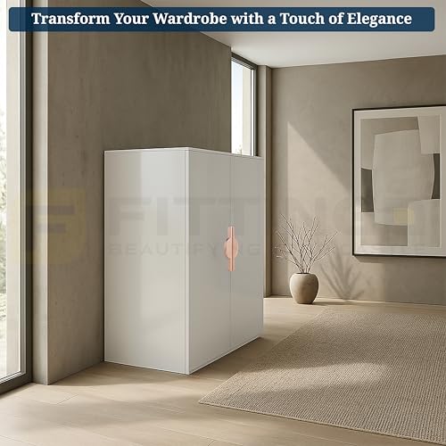 Image of Polo 19 cm Aluminum Wardrobe Handle /Rose Gold TT Finish /160mm Hole to Hole /Modern Wardrobe & Cabinet Pull Handle for Home & Office Furniture /Wardrobe Door Handle - Pack of 2(Left & Right)