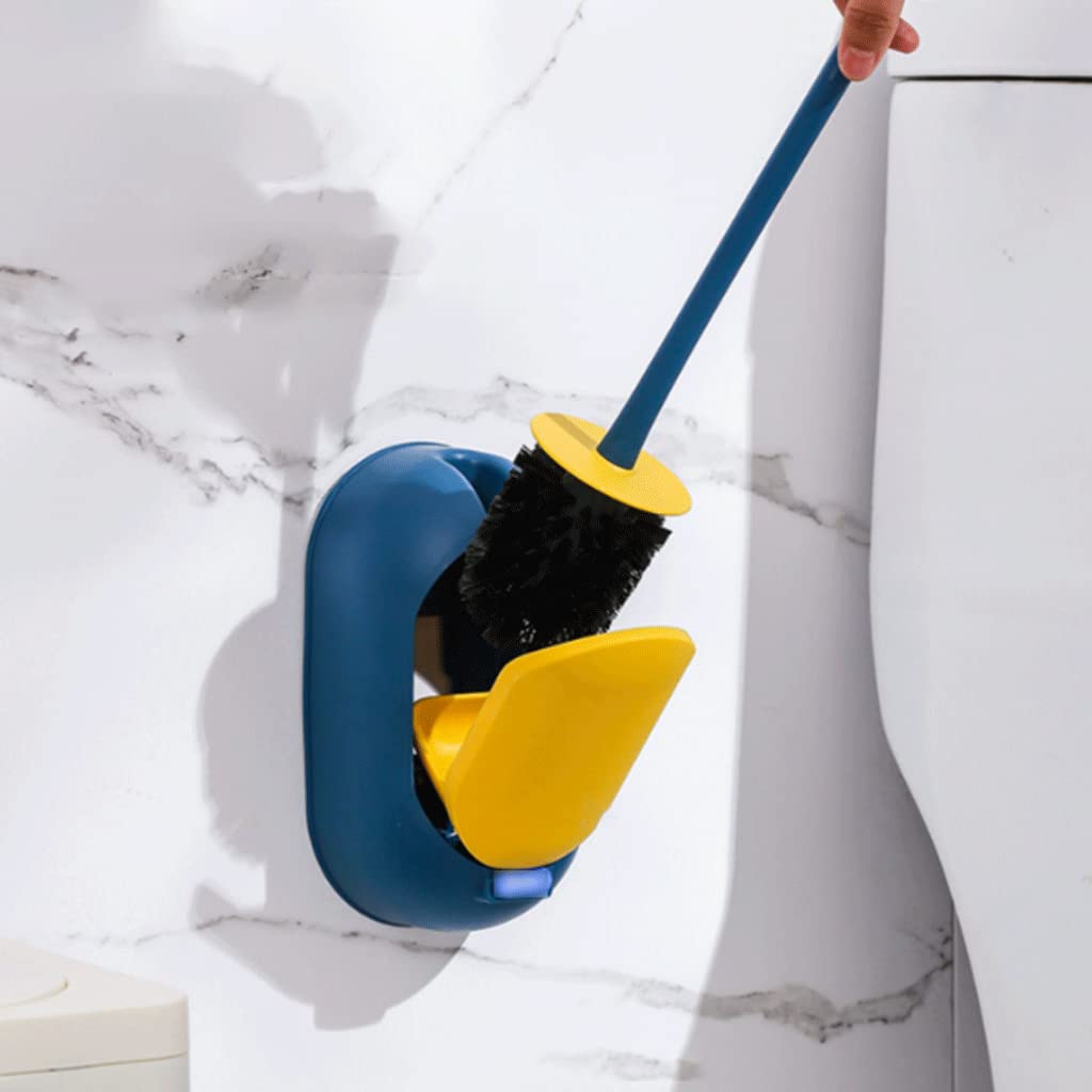 Set scopino per WC - Scopino per WC in plastica con setole morbide e Supporto, Strumento per la Pulizia del Bagno, Pratico ed Elegante (Grigio e Bianco)