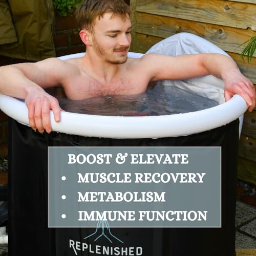 Replenished Portable Ice Bath with Dome Lid,Ice Bath Tub for Cold Water Therapy, and Athletes, 370 Litre Cold Plunge Tub with Thermo Lid, Protective Cover and Thermometer Replenished Portable Ice Bath with Dome Lid,Ice Bath Tub for Cold Water Therapy, and Athletes, 370 Litre Cold Plunge Tub with Thermo Lid, Protective Cover and Thermometer