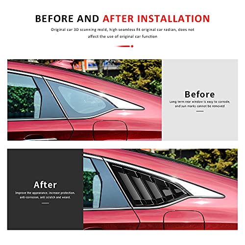 Dloveg Rear Side Window Louvers Compatible For Honda Accord 2022 2021 2020 2019 2018 Accesories Sport Style Air Vent Cover (Bright Black) #TOP2