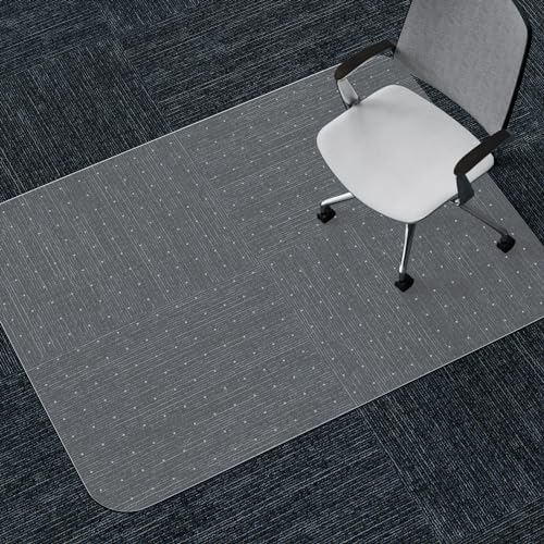 WASJOYE Office Chair Mat Carpet 90x120 cm Carpet Protector Non-slip PVC Home Office Chair Floor Protectors 2.2mm Thick Transparent for Home Computer Desk Rolling Chair