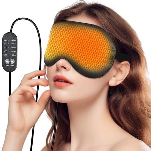 Heated Eye Mask, USB Electric Sleep Mask for Dry Eyes & Blepharitis & Relax Eye Strain, Adjustable...