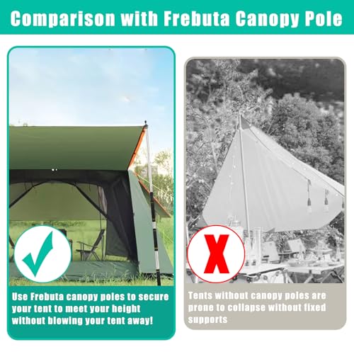 Frebuta Tarp Pole,2.75 to 6Ft Canopy Poles Heavy Duty Telescoping Tent Pole for Trap Shade Sail Poles Stainless Steel Tubes Camping Awning Poles with Sponge Long Handle Sturdy Shade Cloth Poles