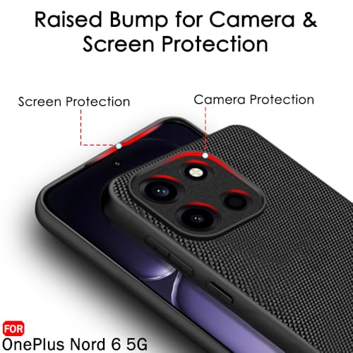 Image of TheGiftKart Back Cover Case for OnePlus Nord 6 5G | Slim & Lightweight | Ultra-Premium Design | Camera Protection Bump | Fabric Texture Case Cover (PC & TPU, Black)