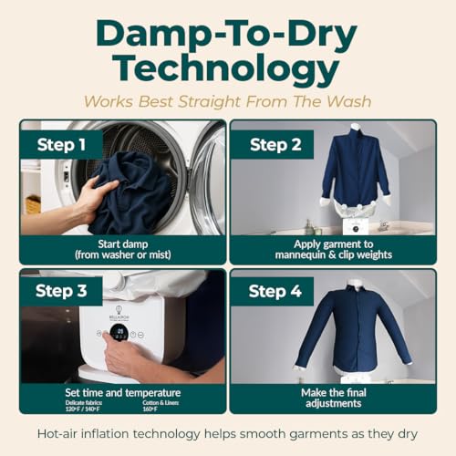 Image of BELLAIRON Smart Hot Air Dryer and Iron for Shirts and Trousers