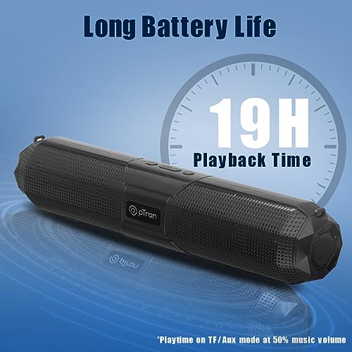 Image of pTron Fusion Beam 16W Bluetooth Soundbar Speaker, Immersive Sound, 19Hrs Playback Time, Soundbar for Phone /TV /Laptop /Tablets /Projectors, BT v5.0 /Aux /TF Card /USB Playback & TWS Pairing (Onyx)