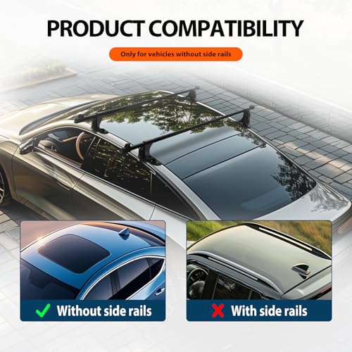 DEERMOTO 54\" Roof Rack Cross Bars,Car Top Roof Rack Cargo Bars with Anti-Theft Lock Adjustable,Luggage Cargo Carrier,165 lbs Load Capacity,fit Cars Without Side Rail
