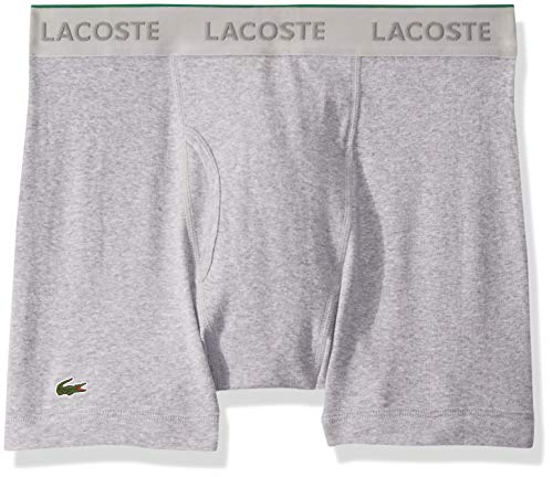 Lacoste Men's Cotton Boxer Brief Underwear, Multipack, Light Heather Grey, XL