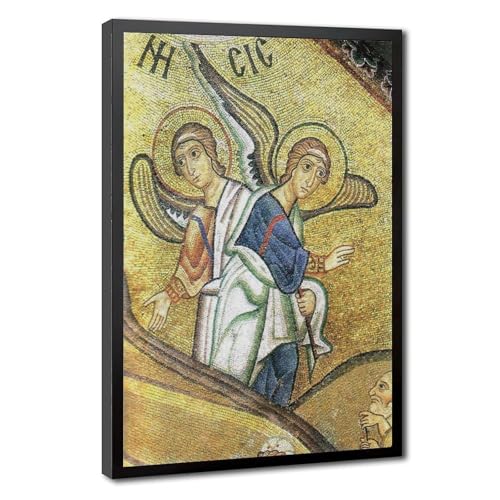 Crèche de Noël mosaïques byzantines cadeau idéal en toile avec cadre WCYB