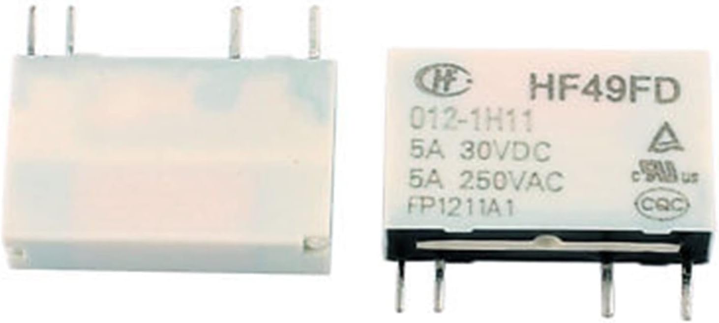 10 Pcs 12VDC 250VAC 5A 4 Terminal NO SPST HF49FD/012-1H11 Power Relay