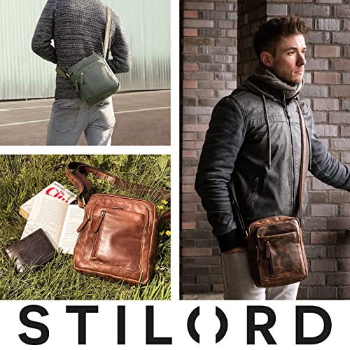 Bolso bandolera de hombre para iPad de 9,7 pulgadas STILORD Jaime pequeño bolso de cuero marrón 6