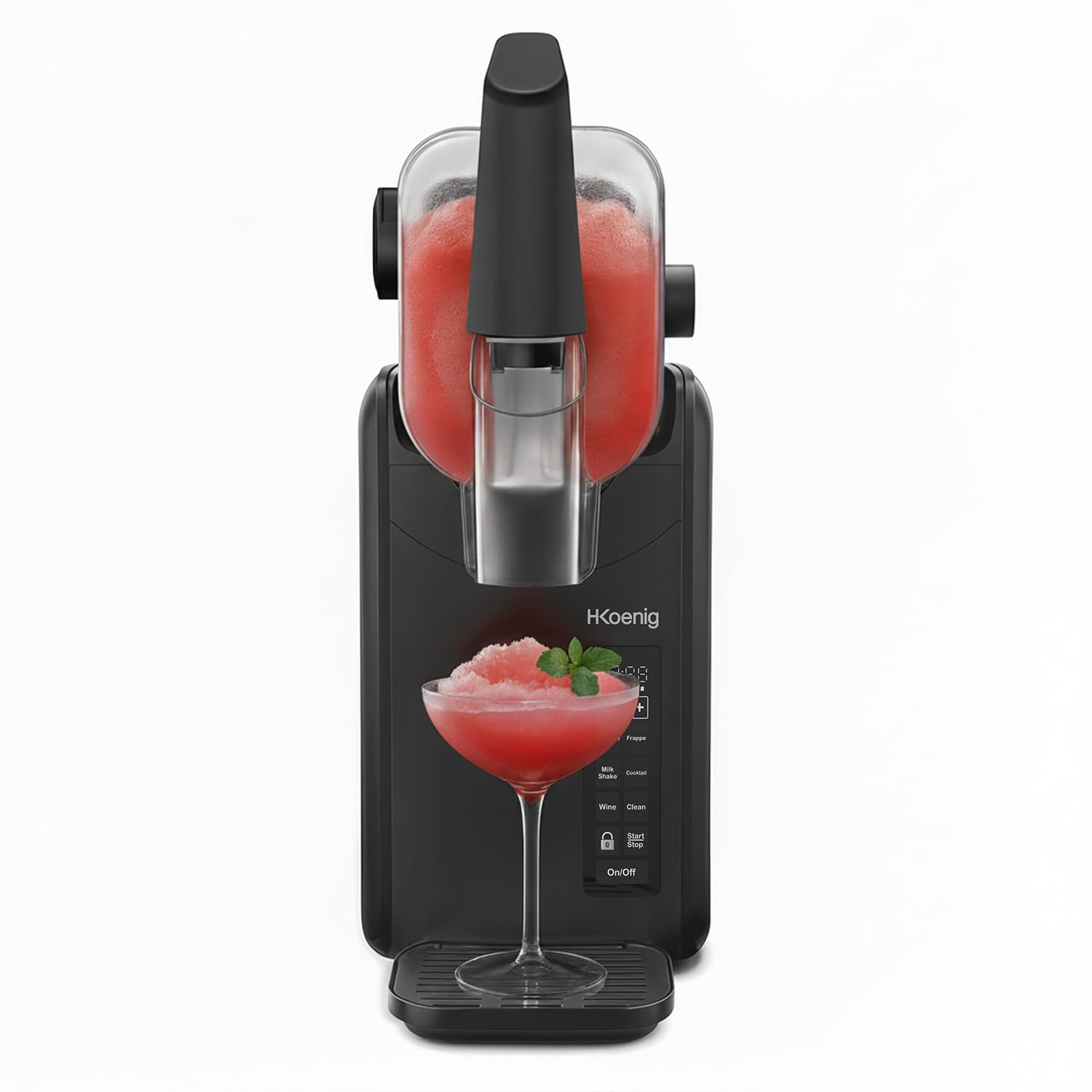 Macchina per granita SLH800 HKoenig, 5 modalità preimpostate, bevande ghiacciate, Milkshake, caffè freddo, cocktail, capacità 2,5L, funzione mantenimento freddo, autopulente, pannello touch, nero