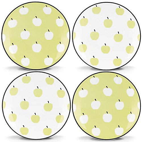 Kate Spade New York Wickford Orchard Green and White Porcelain Tidbit Plates, Set of 4
