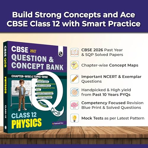 Image of PW CBSE Question & Concept Bank Class 12 Physics 2027 Chapterwise & Topicwise | NCERT Exemplar Concept Maps PYQs Mock Test 50% Competency Based Questions | Solved By Rakshak Sir