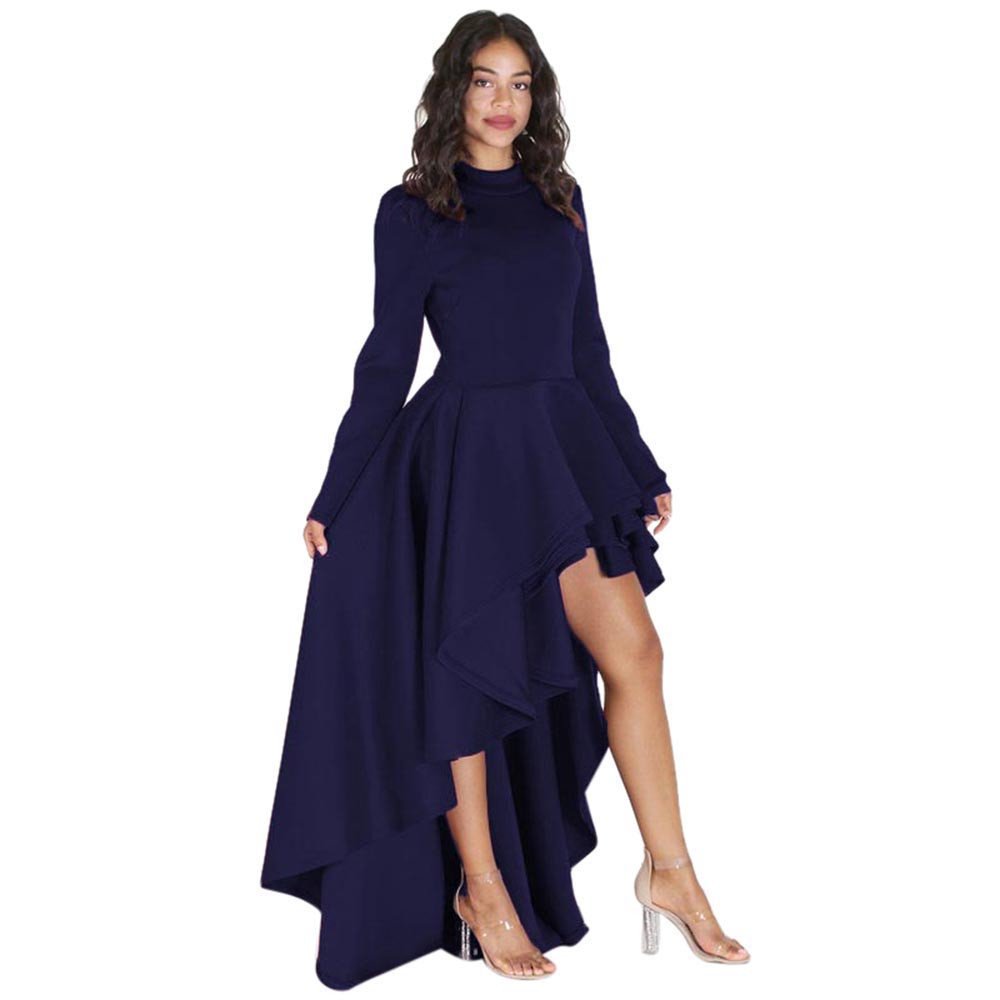 Toimothcn Women Long Sleeve High Low Peplum Dress Casual Party