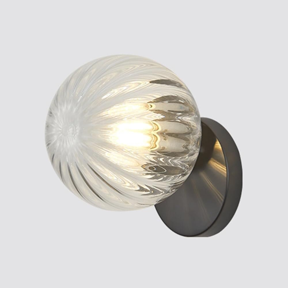 JYBNBBE Bedroom Bedside Sconce with Globe Glass Shade, Indoor Wall Lamp, Modern Round Light Fixture for Living Room & Hallway, E26/E27 Bulb