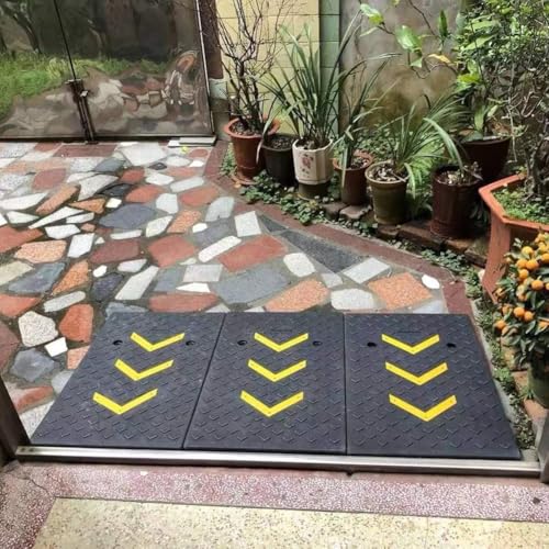 Rampa para bordillo de entrada, rampas robustas de caucho para umbral, rampa para automóvil, acera, cortacésped, camión, sillas de ruedas y motocicleta (20 cm / 8 pulgadas) miniatura 4