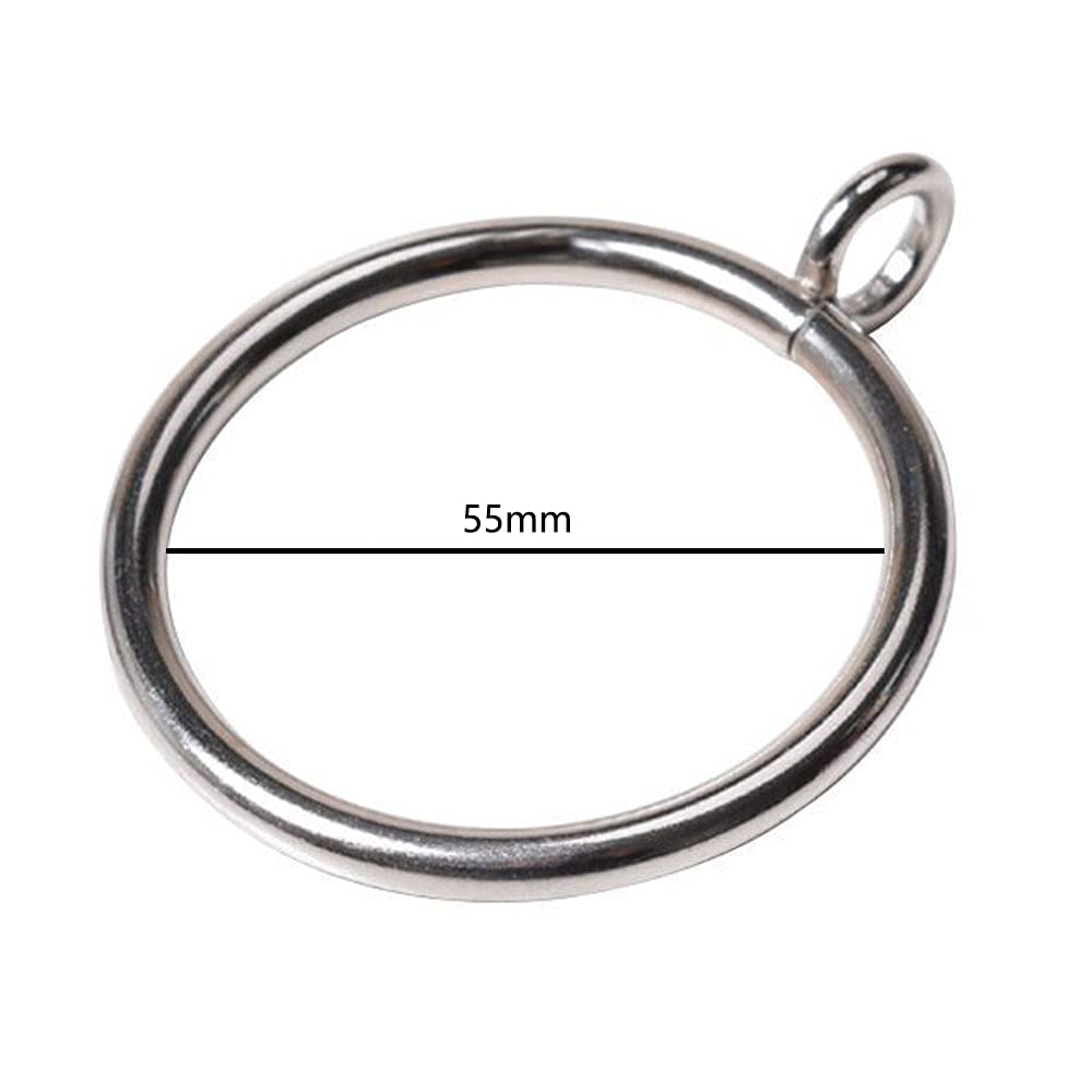 40 anelli per tende argentati,Anelli per tende con occhielli, diametro interno di 5,6 cm, in metallo, con anelli scorrevoli per appendere aste, ​per tende Silver (anelli per tende da 5,6 cm)